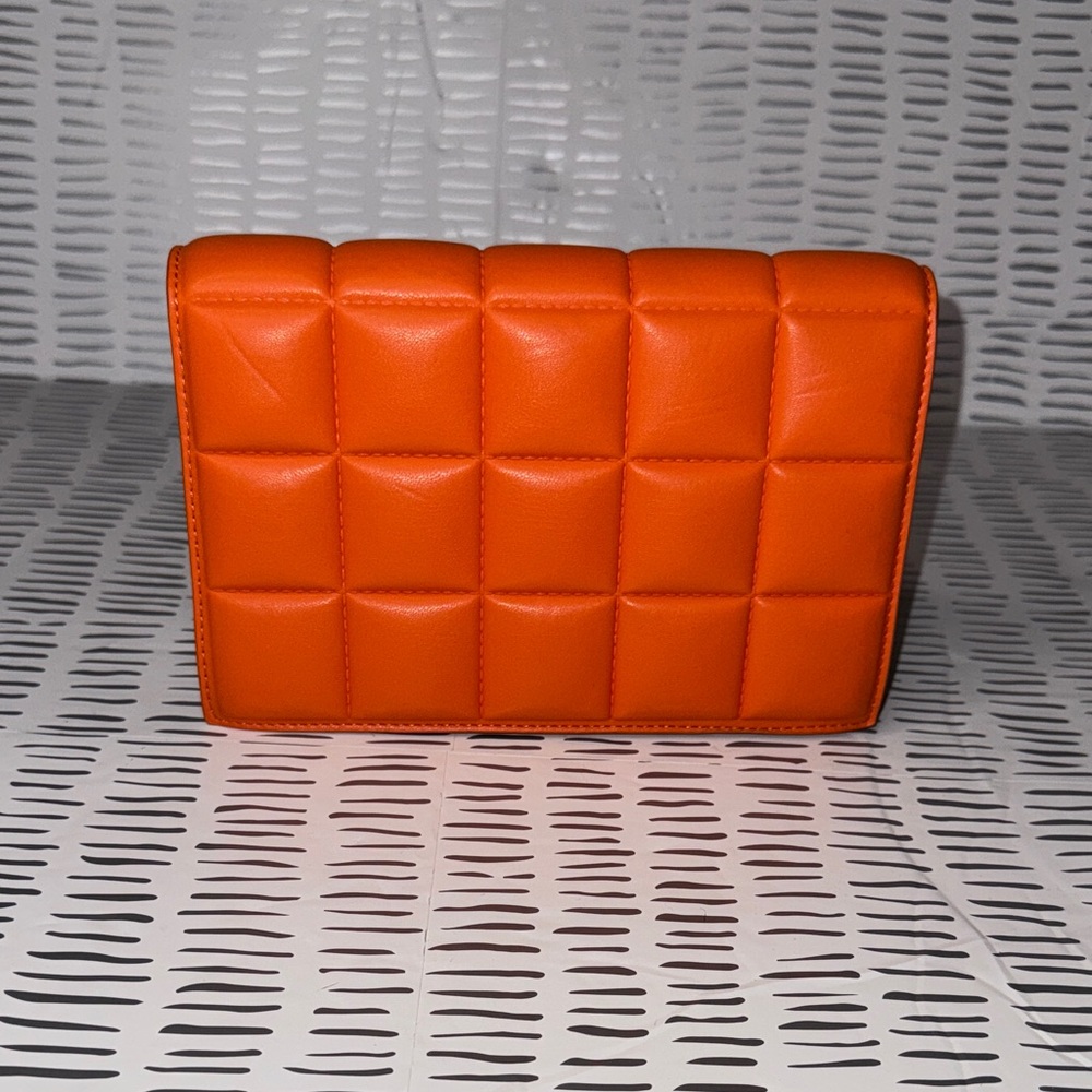 Orange Quilted Clutch Purse